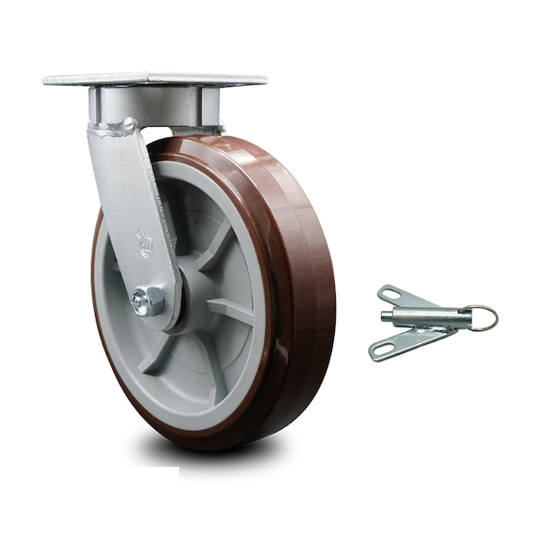 8 Inch Kingpinless Poly on Polyolefin Wheel Swivel Caster with Swivel Lock SCC